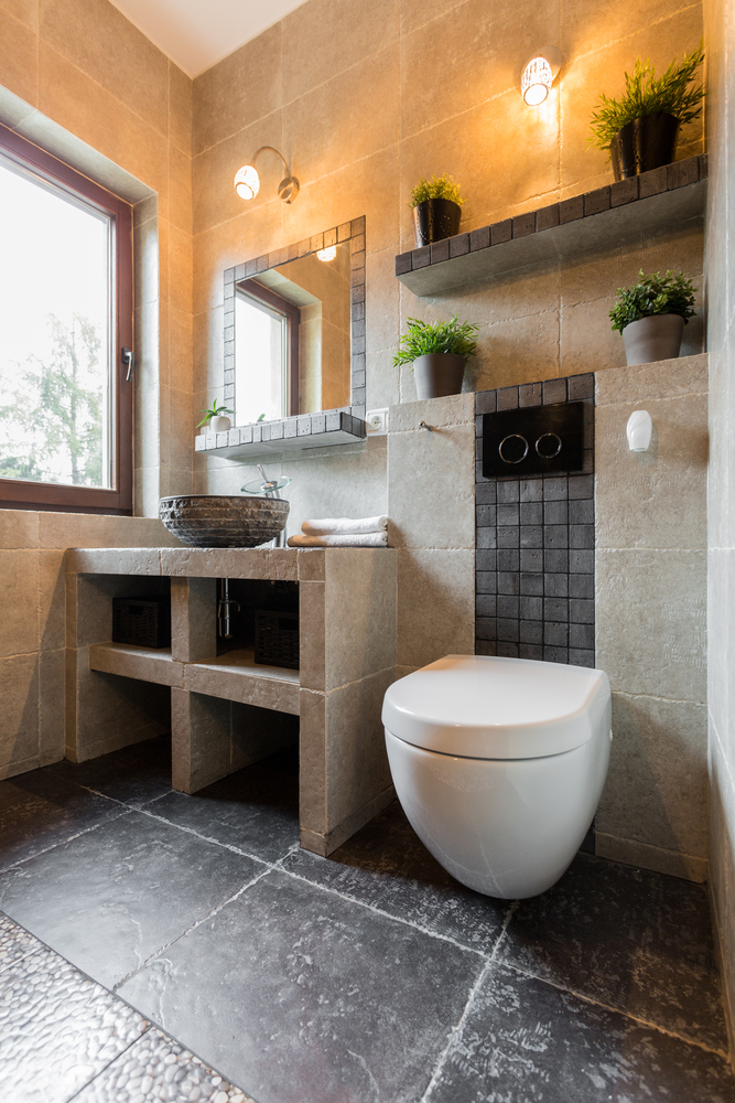 Vertical interior of the bathroom with toilet